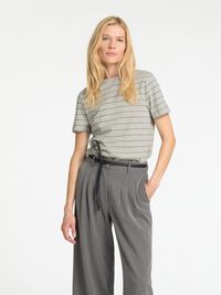 GESTREEPT KATOEN T-SHIRT, Light Grey Melange, highres
