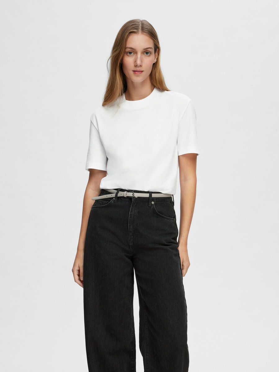 Selected MOCK NECK T-SHIRT, Bright White, highres - 16092428_BrightWhite_003.jpg