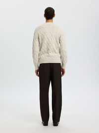 CABLE KNIT CREWNECK JUMPER, Silver Birch, highres
