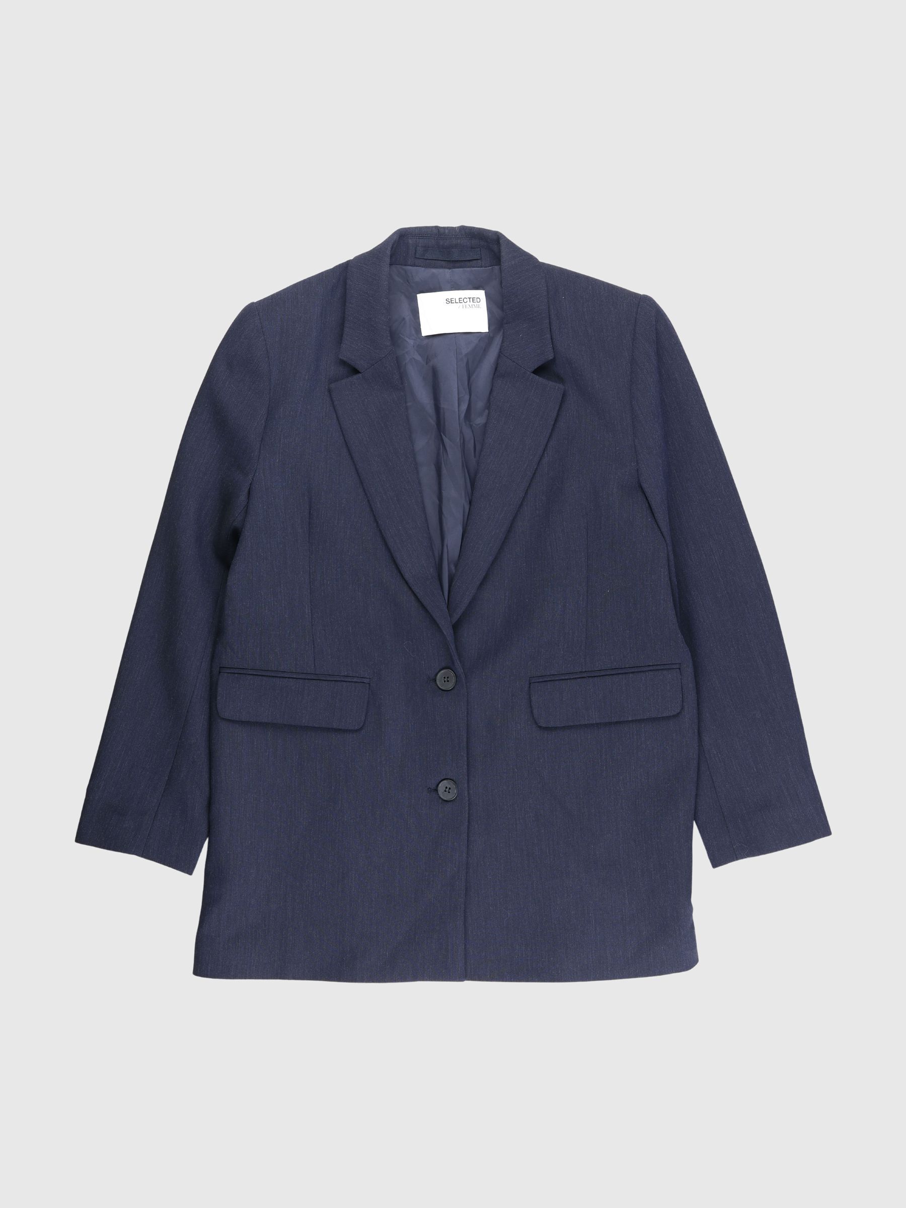 VISKOSEBLANDING OVERSIZED BLAZER, Dark Sapphire, highres