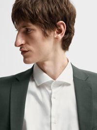 SLIM FIT WOOL BLEND BLAZER, Dark Green, highres
