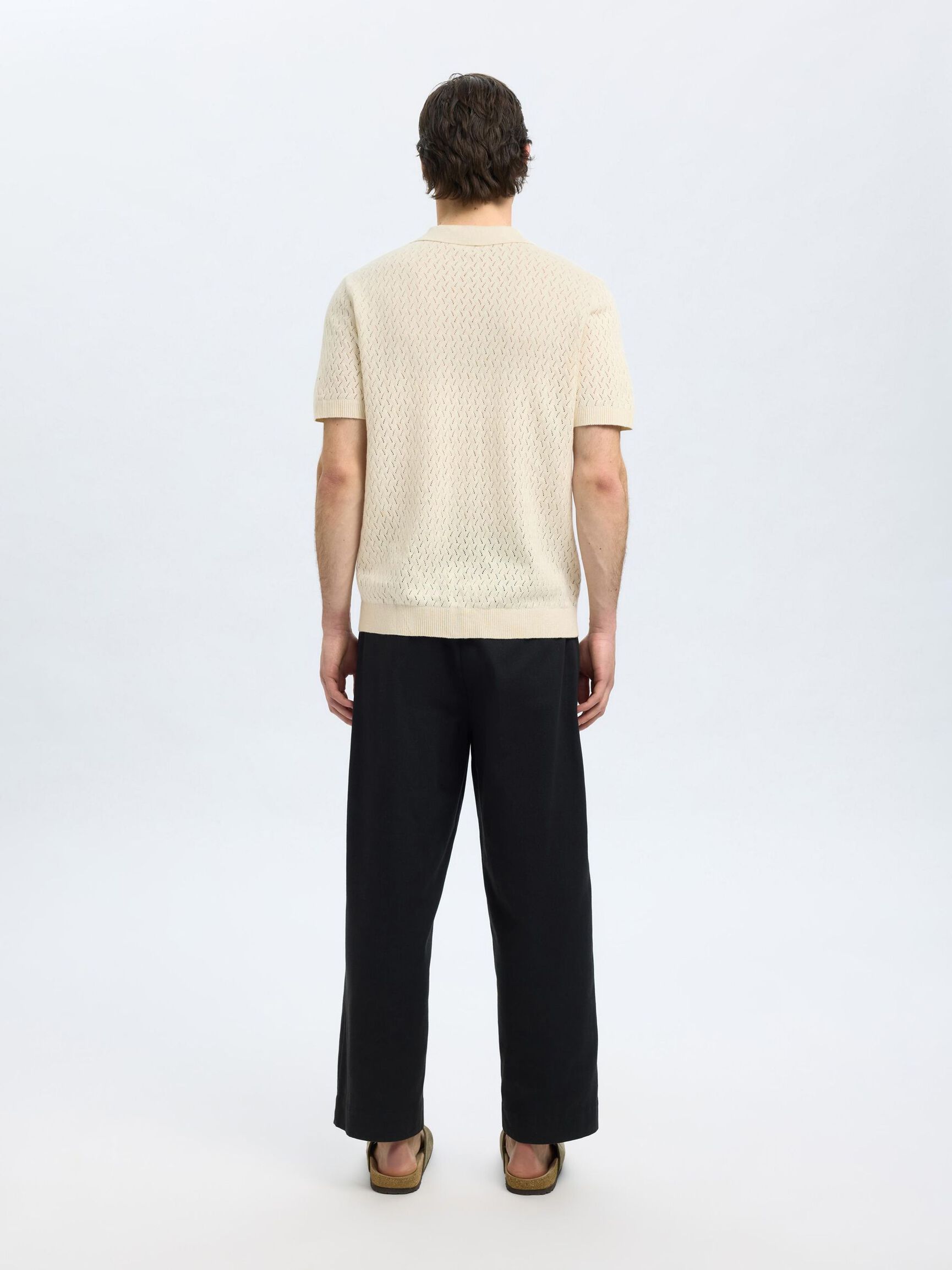 MODÈLE AU CROCHET POLO EN MAILLE, Egret, highres