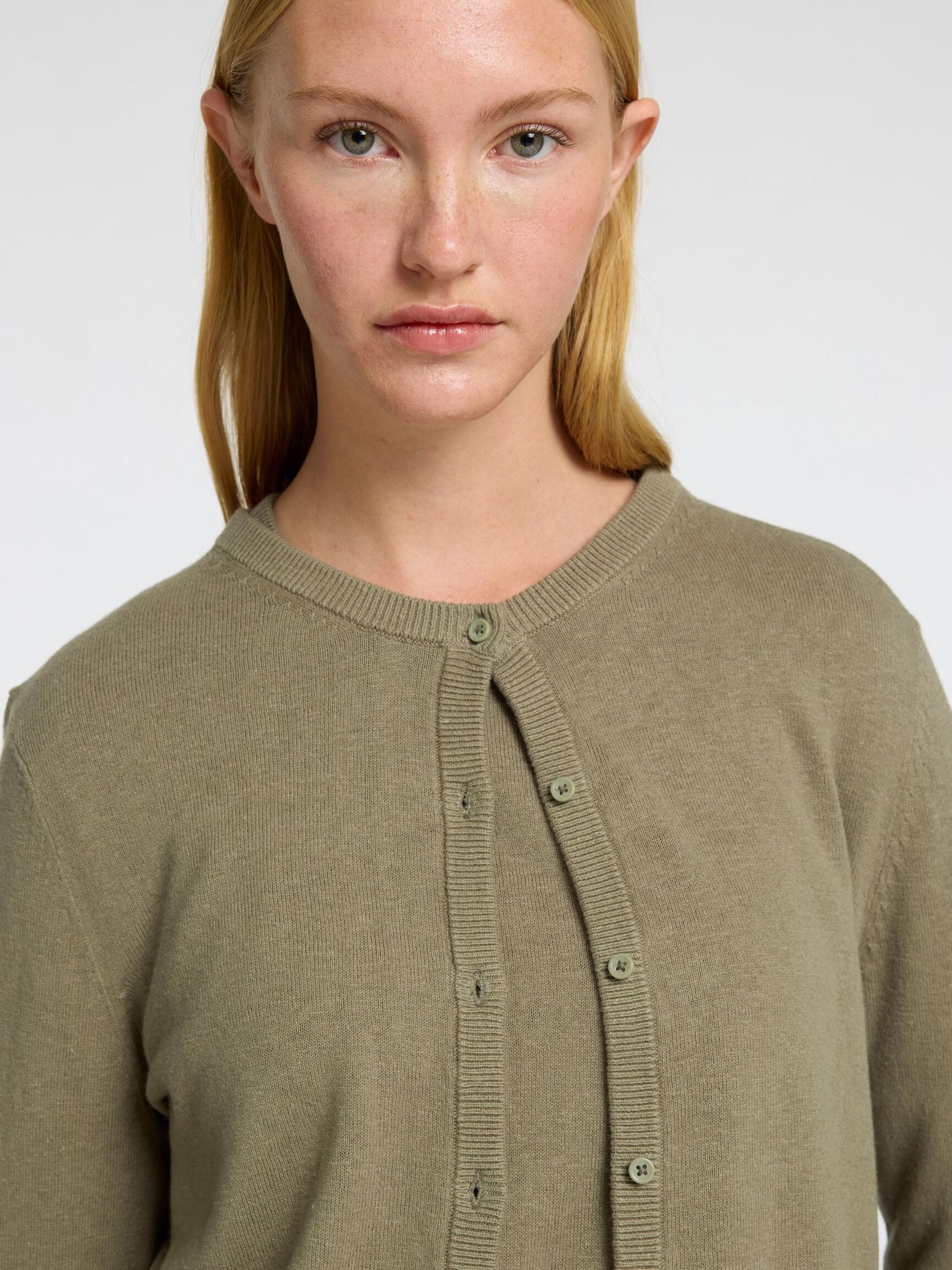 LINNENMIX GEBREID VEST, Vetiver, highres