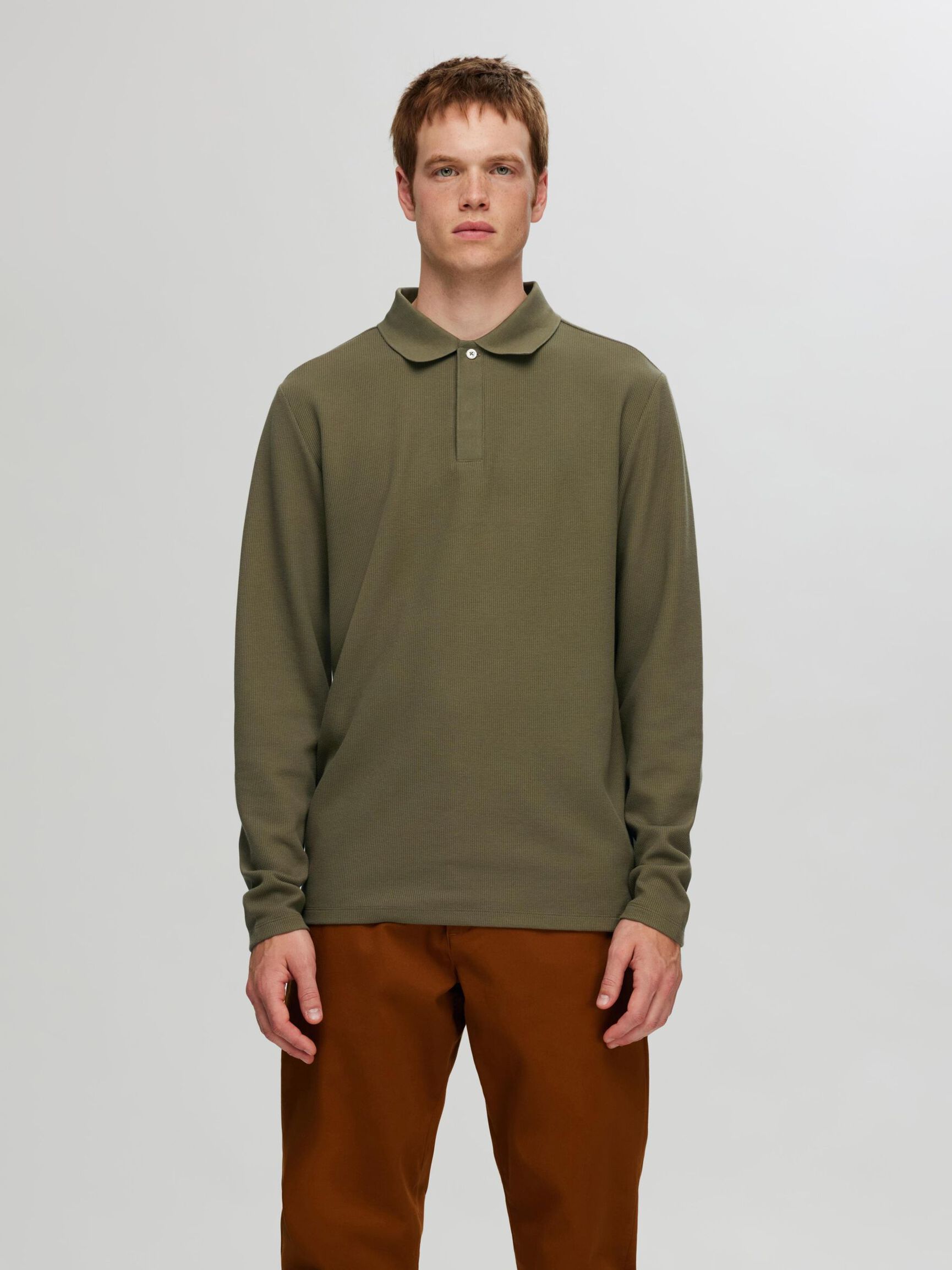 LONG SLEEVED POLO SHIRT, Kalamata, highres