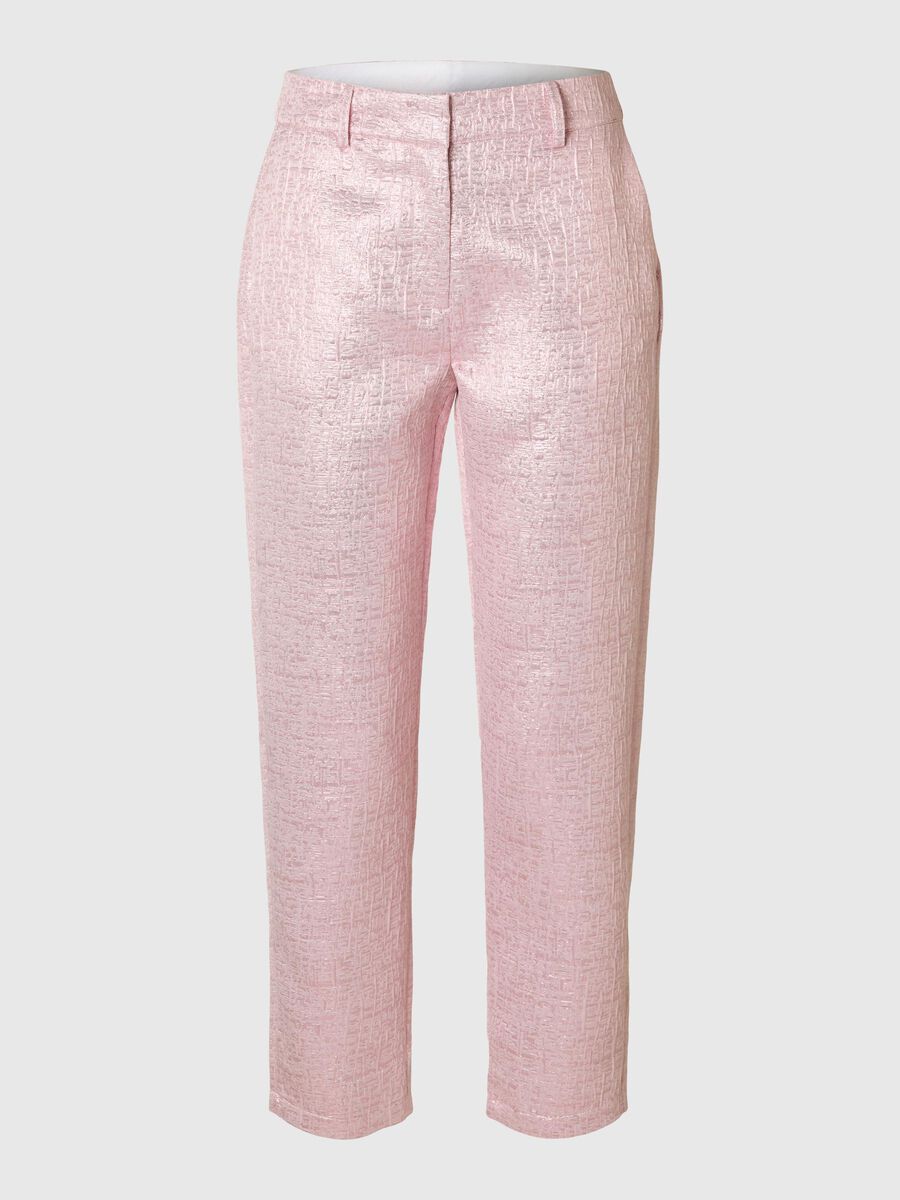 Selected METALLIC JACQUARD CROPPED HOSE, Cradle Pink, highres - 16097380_CradlePink_001.jpg