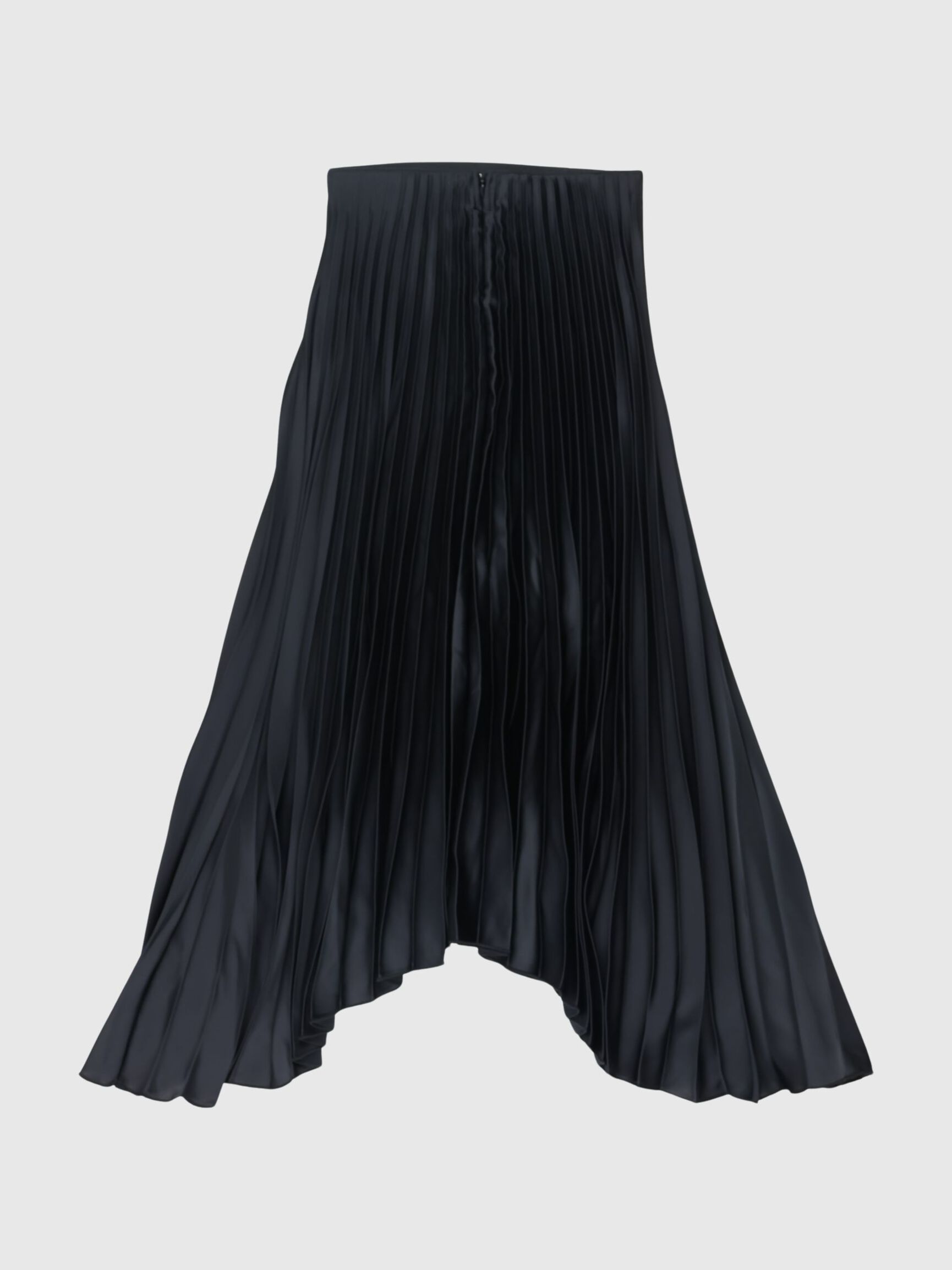 PLISSÉ MIDDELLANGE ROK, Black, highres