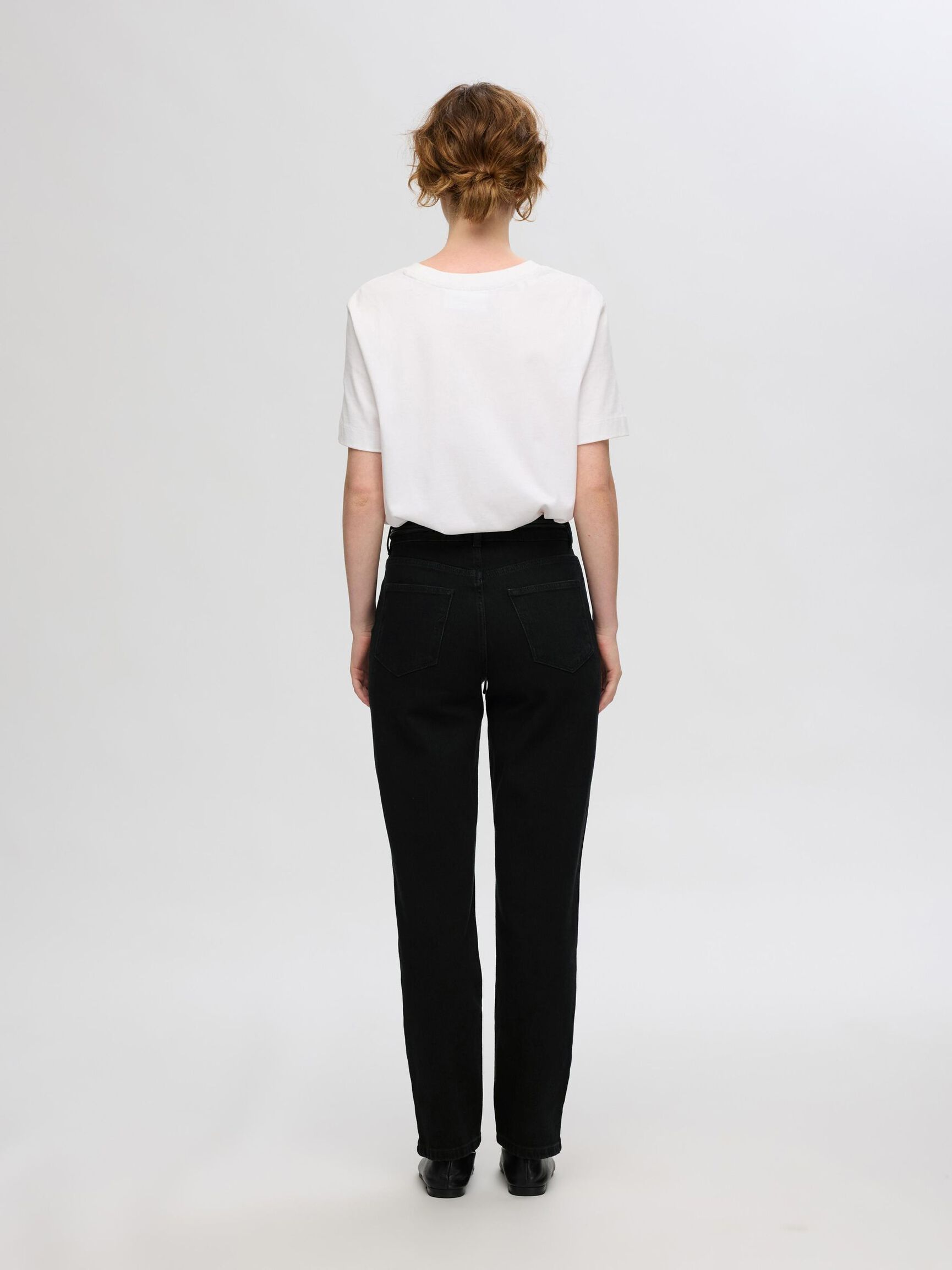 SCHWARZE STRAIGHT FIT JEANS, Black, highres