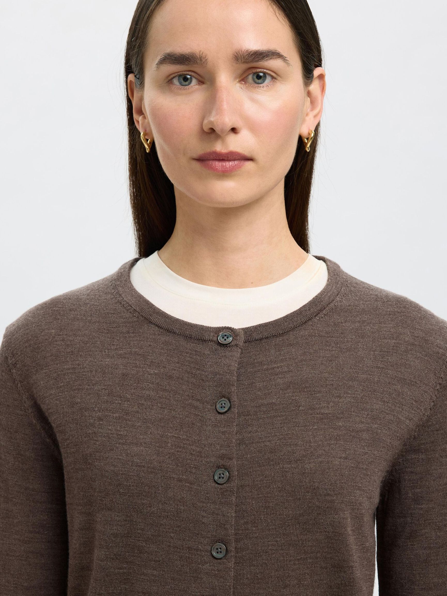 100% MERINOULD STRIKKET CARDIGAN, Delicioso, highres