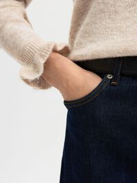 WOOL BLEND RUFFLED SLEEVE PULLOVER, Birch, highres