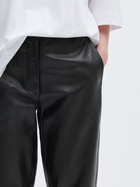 TAPERED LEATHER TROUSERS, Black, highres