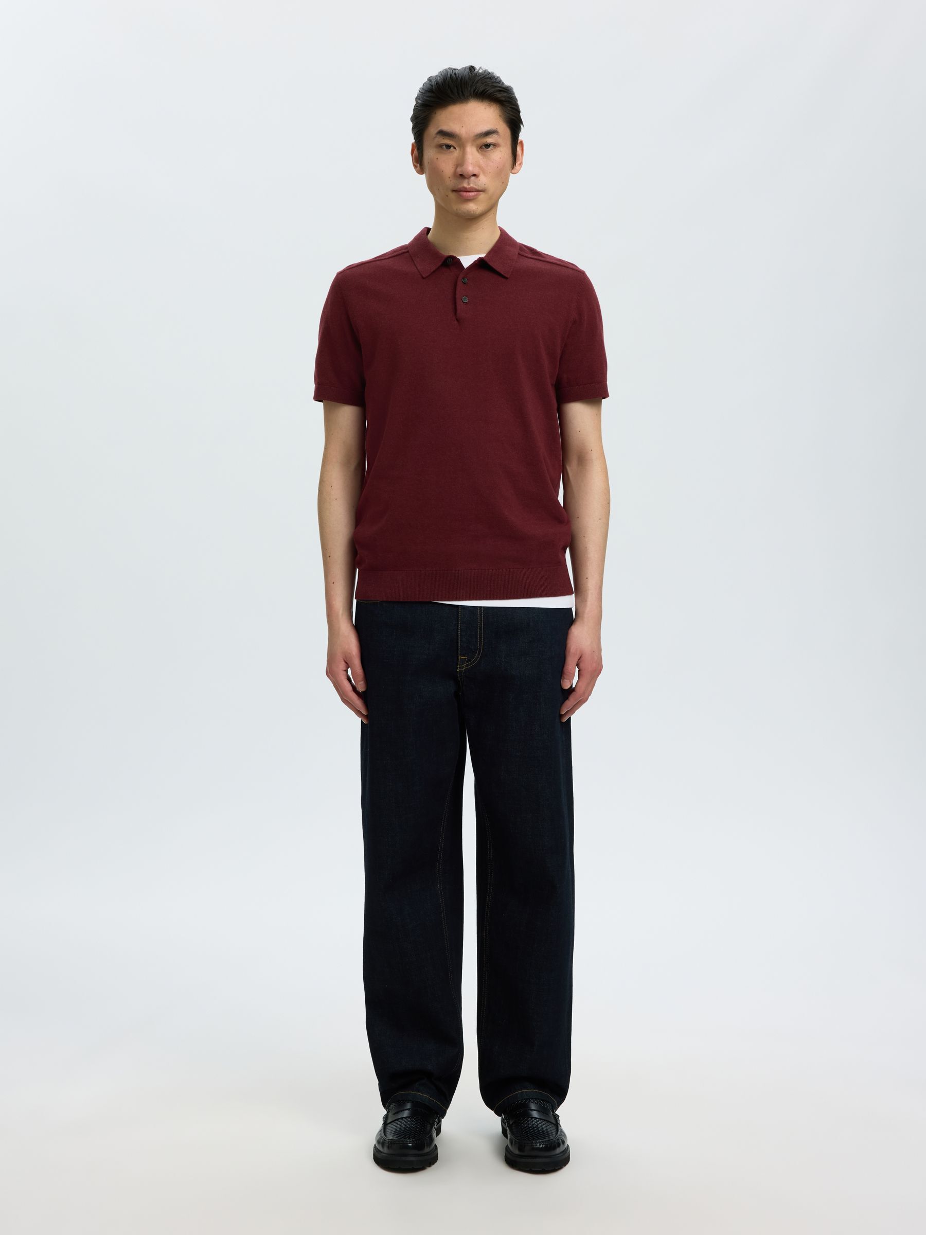 KNITTED KNITTED POLO SHIRT, Tawny Port, highres