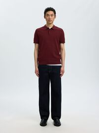 KNITTED KNITTED POLO SHIRT, Tawny Port, highres