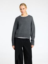 LØS PASSFORM ULLBLANDING GENSER, Medium Grey Melange, highres