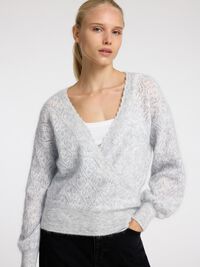 LAINE MÉLANGÉE GILET CACHE-COEUR, Light Grey Melange, highres
