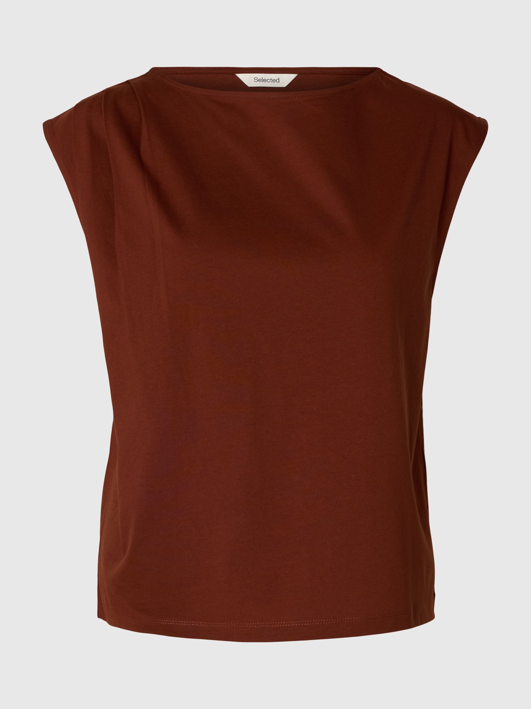 COTTON SLEEVELESS TOP, Cherry Mahogany, highres