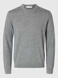 Selected 100% MERINOWOL PULLOVER MET RONDE HALS, Medium Grey Melange, highres - 16094647_MediumGreyMelange_001.jpg