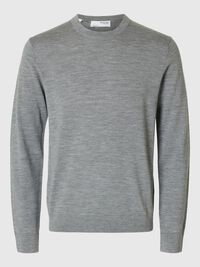 SWETER Z OKRĄGŁYM DEKOLTEM, Medium Grey Melange, highres