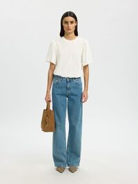 RUCHES KATOEN T-SHIRT, Snow White, highres