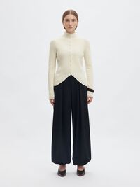 HIGH-NECK BUTTON-THROUGH KNITTED CARDIGAN, Egret, highres