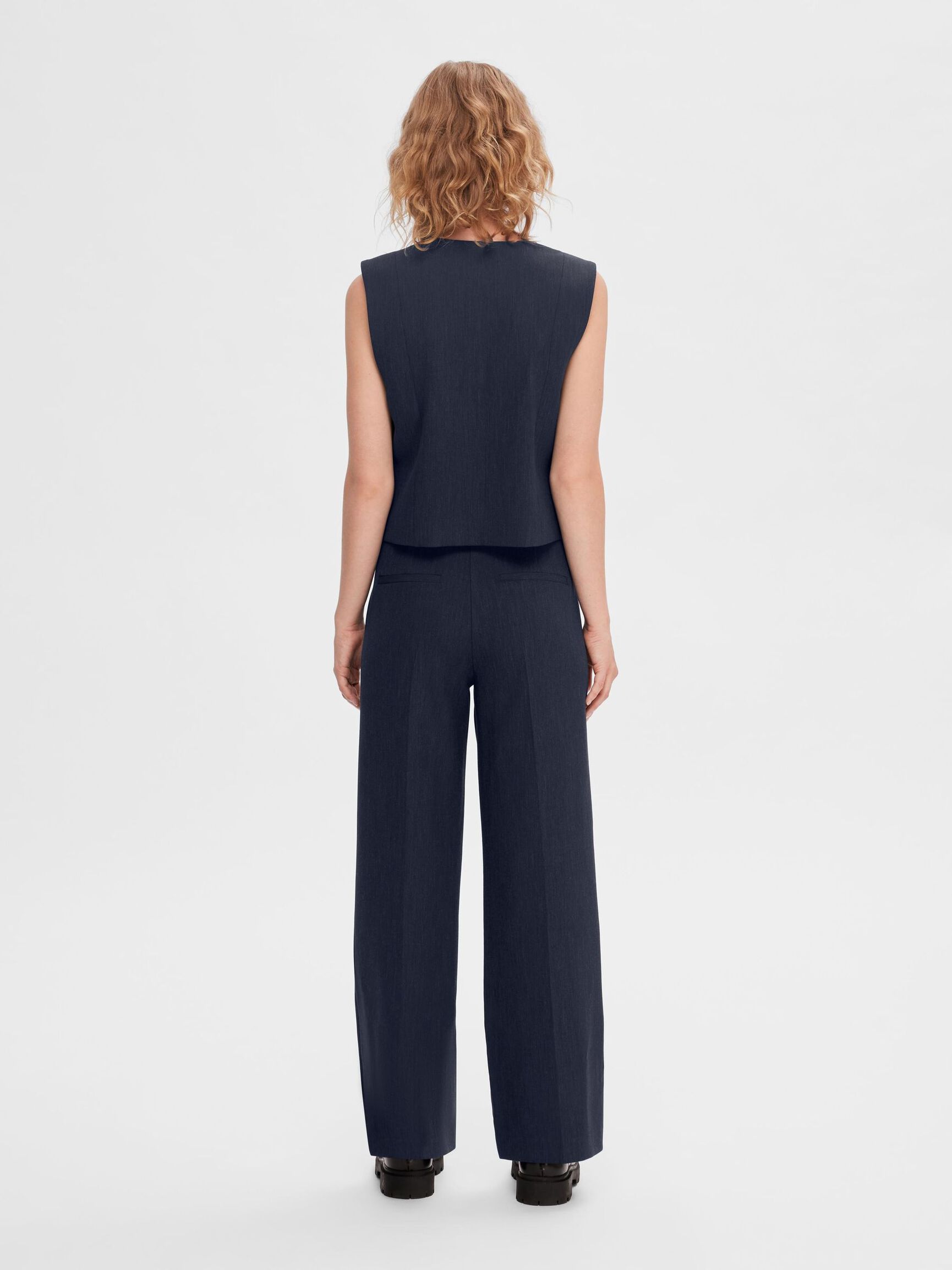 VISCOSE BLEND  WIDE-LEG TROUSERS, Dark Sapphire, highres