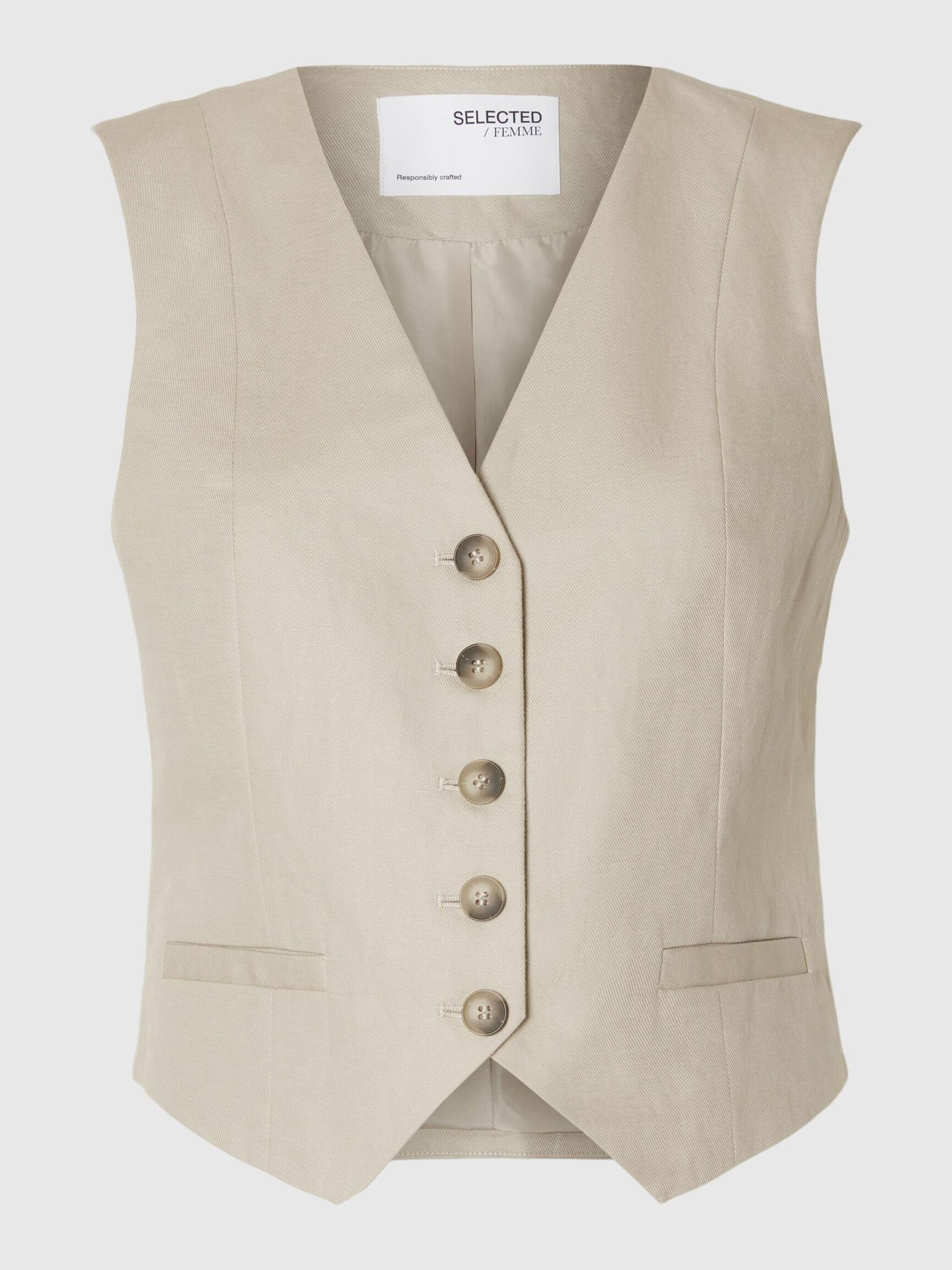 TAILORED LINEN BLEND WAISTCOAT, Humus, highres