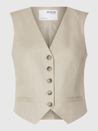 TAILORED LINEN BLEND WAISTCOAT, Humus, highres