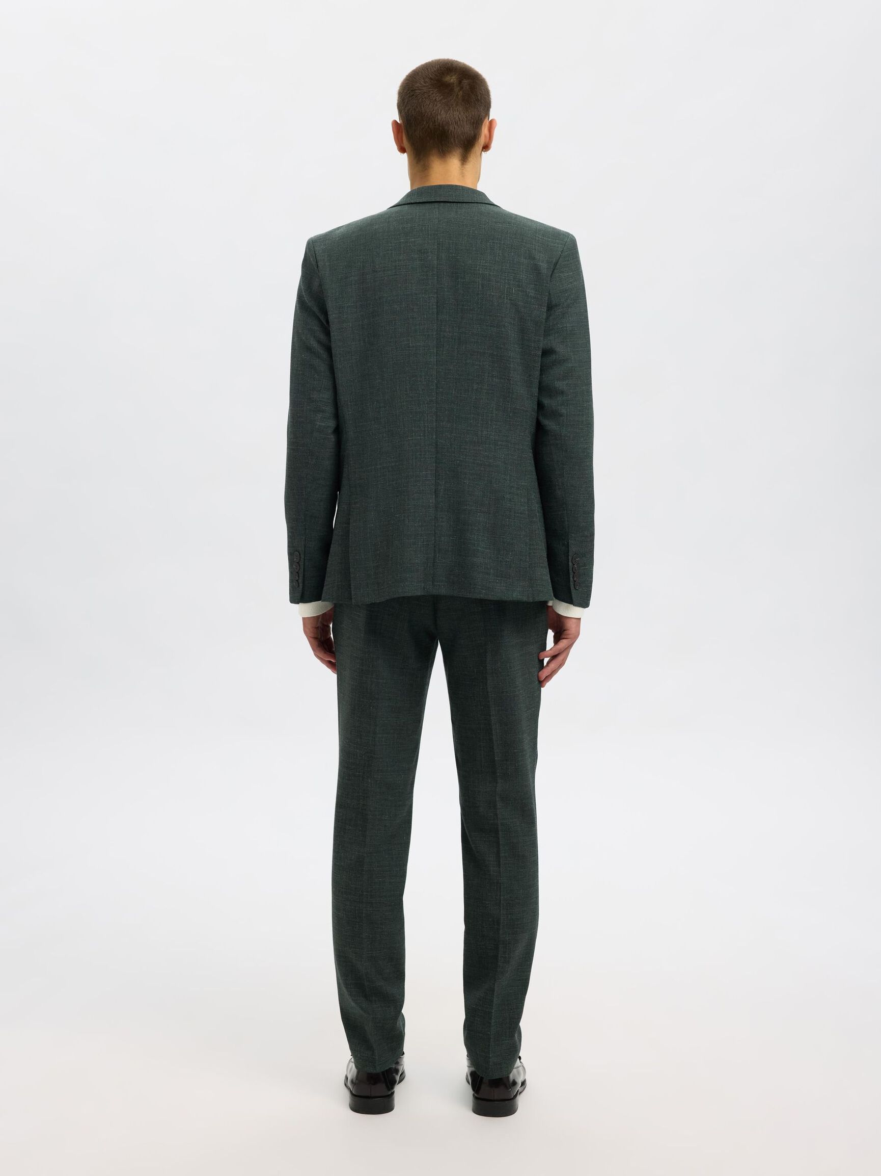 SLIM FIT SINGLE-BREASTED BLAZER, Dark Green, highres