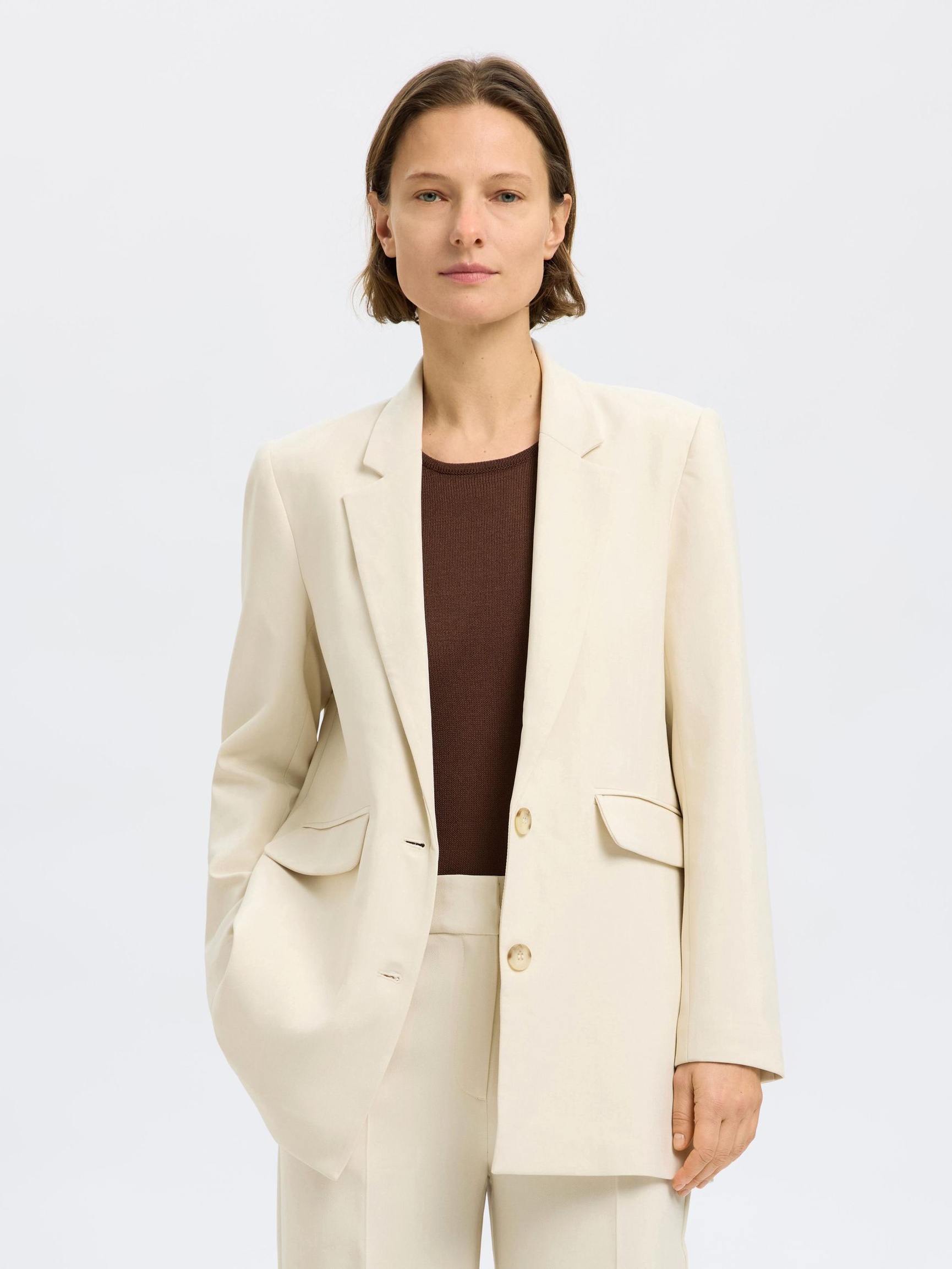 RELAXED FIT EINREIHIGER BLAZER, Birch, highres