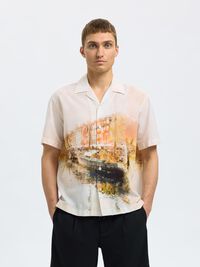 PRINTED SHORT SLEEVED SHIRT, Apricot, highres