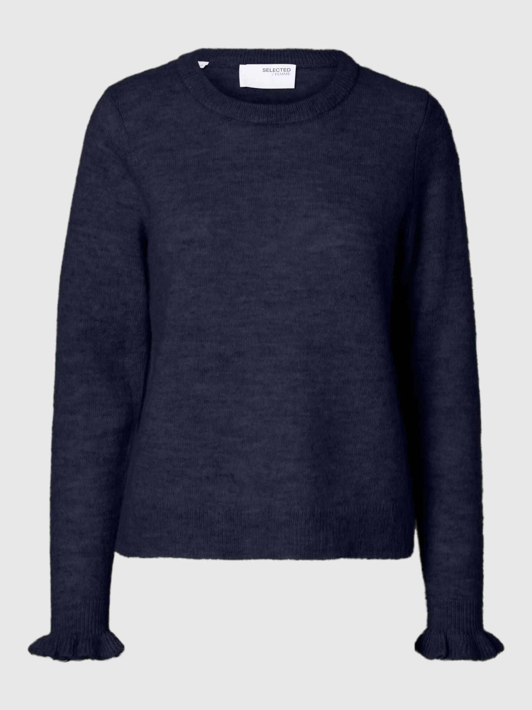 WOLLGEMISCH RÜSCHENÄRMEL PULLOVER, Dark Sapphire, highres