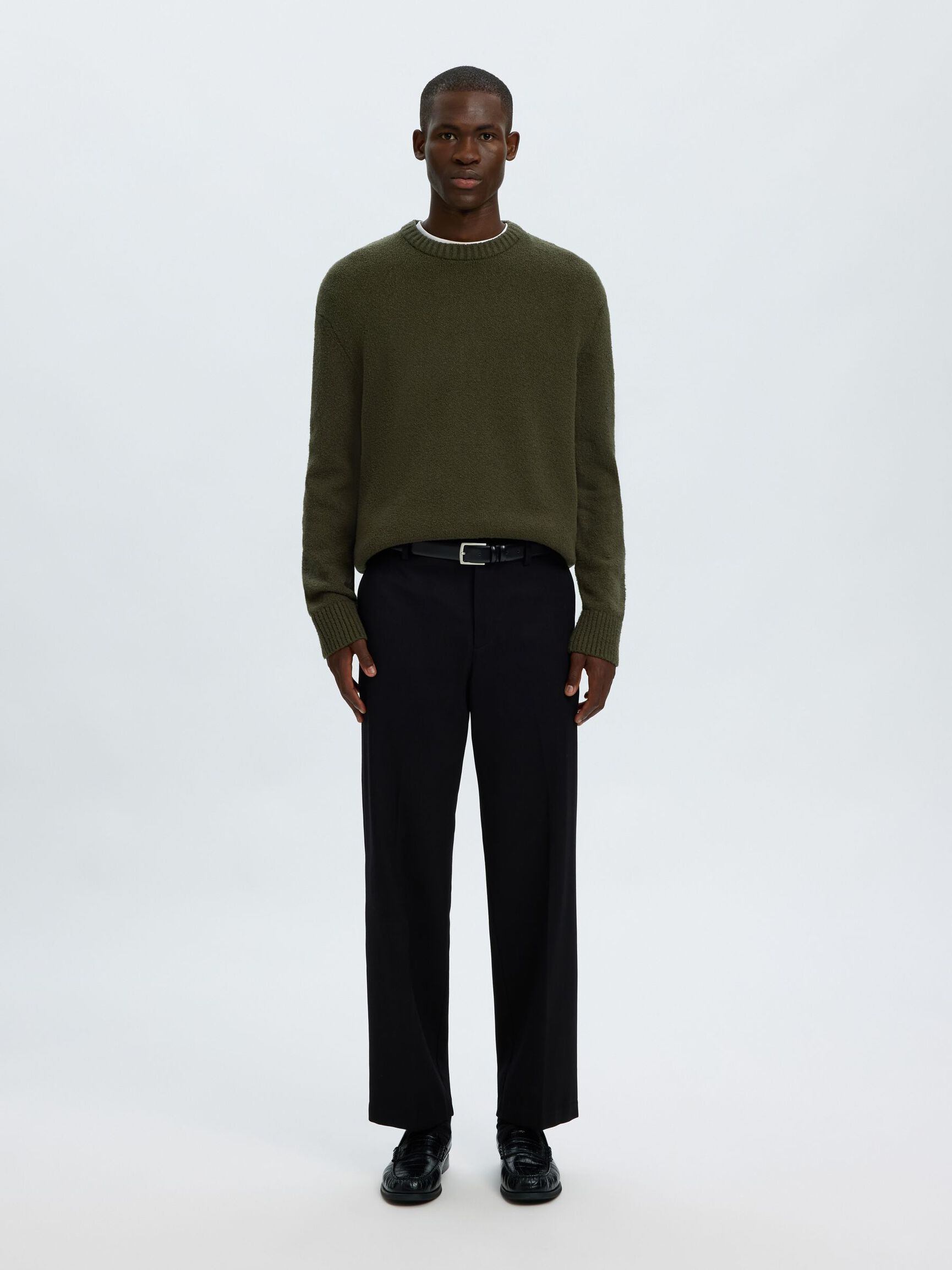 RELAXED FIT  KNITTED PULLOVER, Forest Night, highres