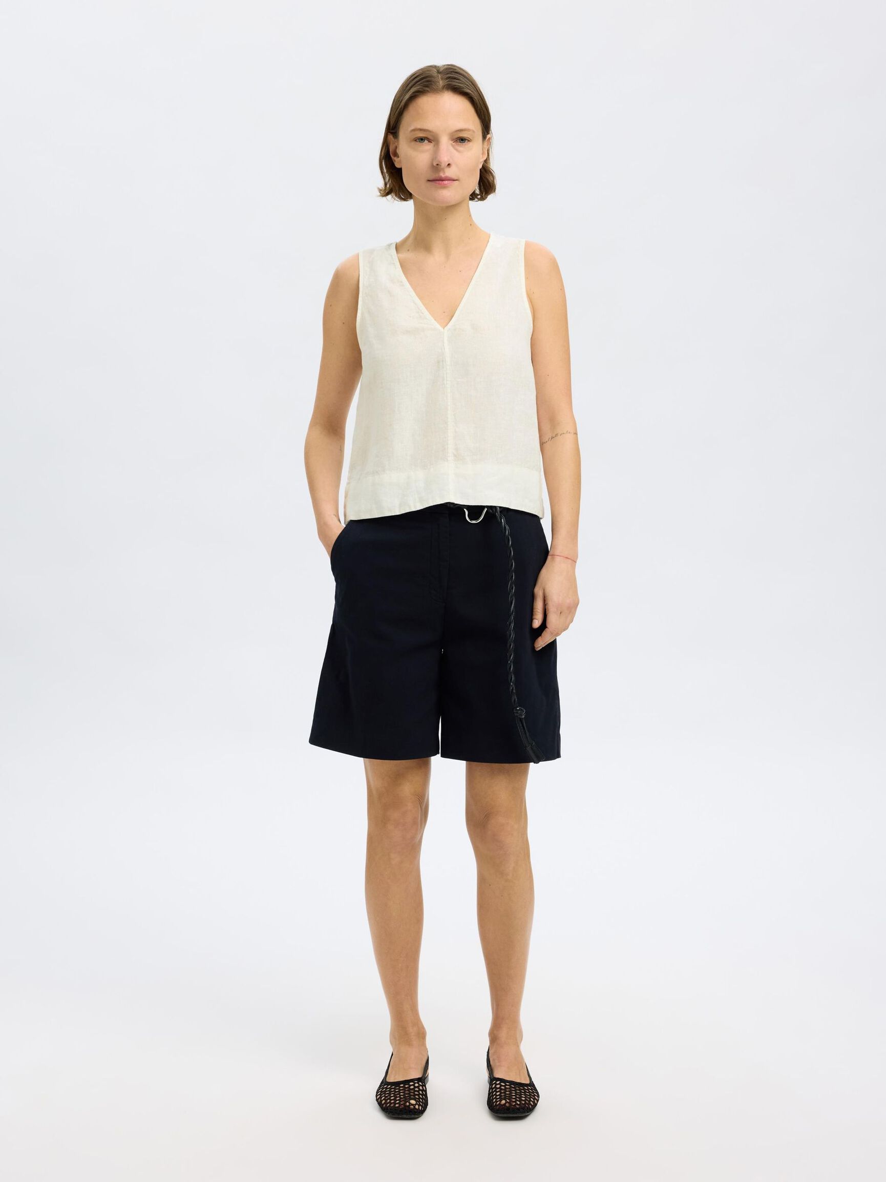 100% LEINEN WENDBARES TOP, Snow White, highres