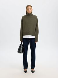 WOOL BLEND ROLL NECK JUMPER, Kalamata, highres