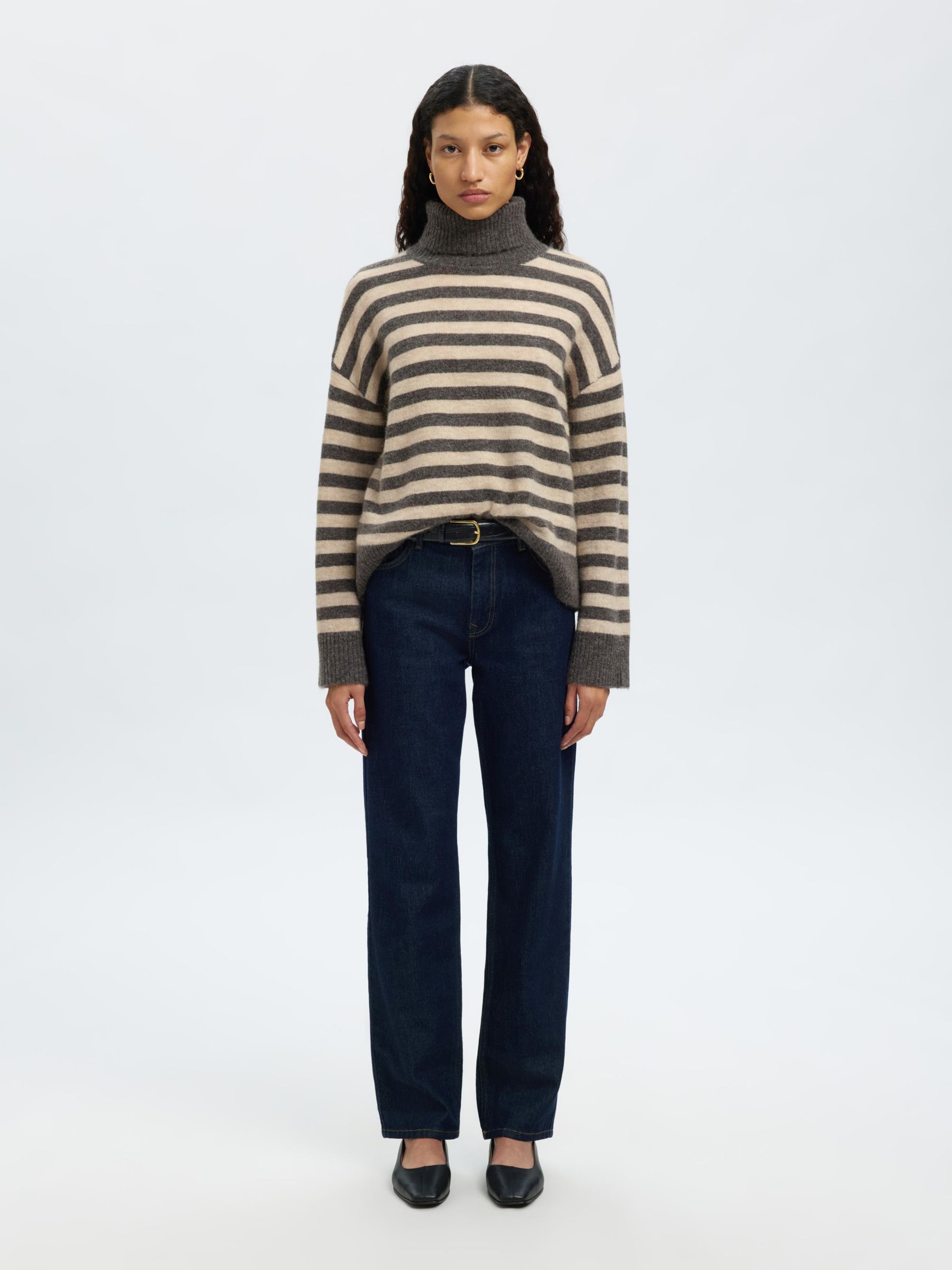WOOL BLEND TURTLENECK, Medium Grey Melange, highres
