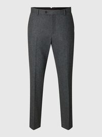 CHECKED WOOL BLEND TROUSERS, Dark Grey Melange, highres