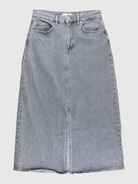 DENIM MIDI SKIRT, Light Grey Denim, highres