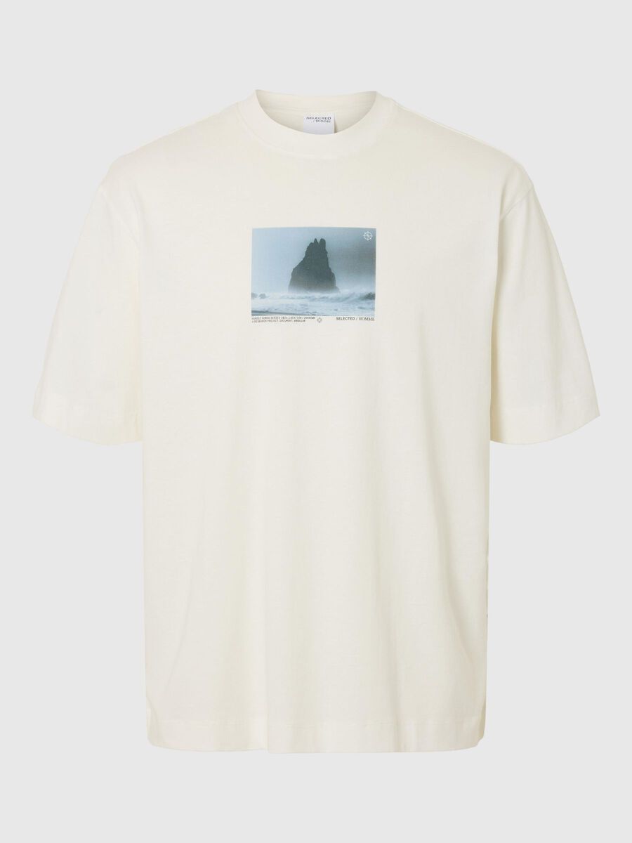Selected PRINTED CREWNECK T-SHIRT, Egret, highres - 16096792_Egret_1172053_001.jpg