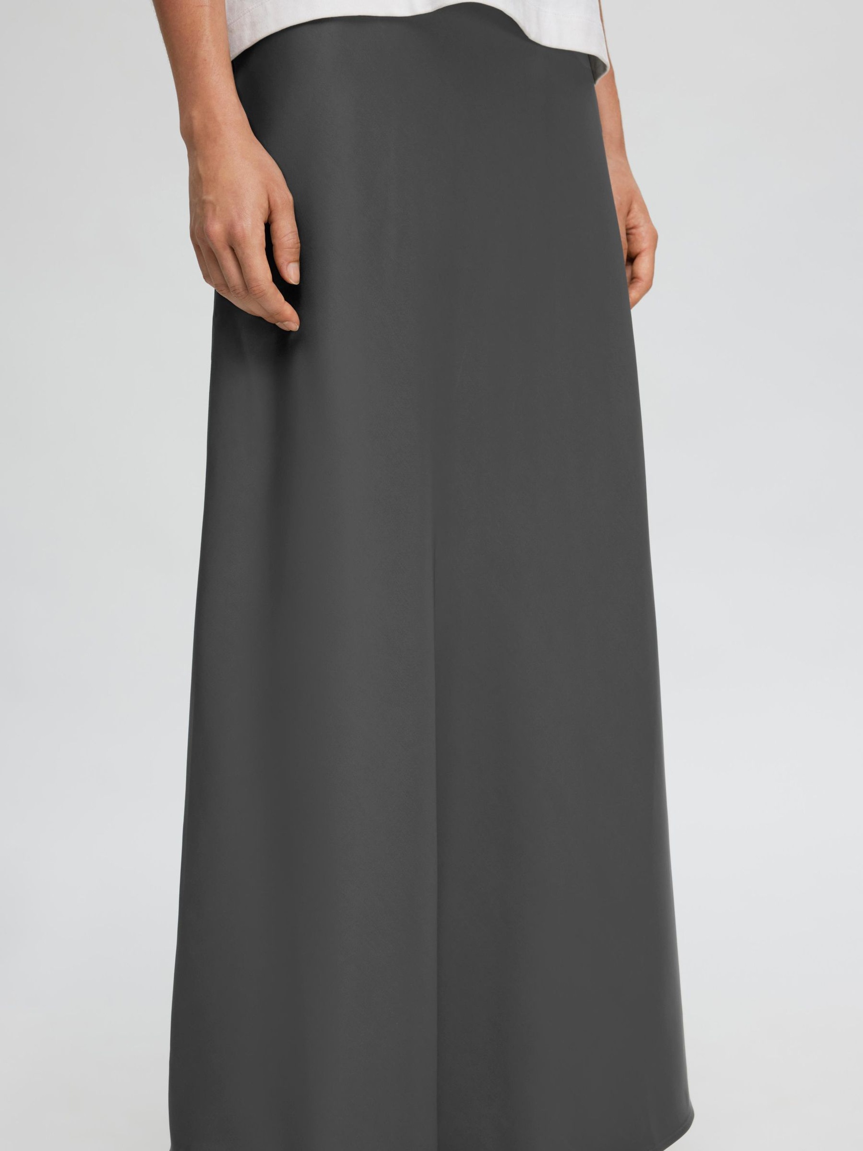 SATIN MAXI SKIRT, Volcanic Ash, highres