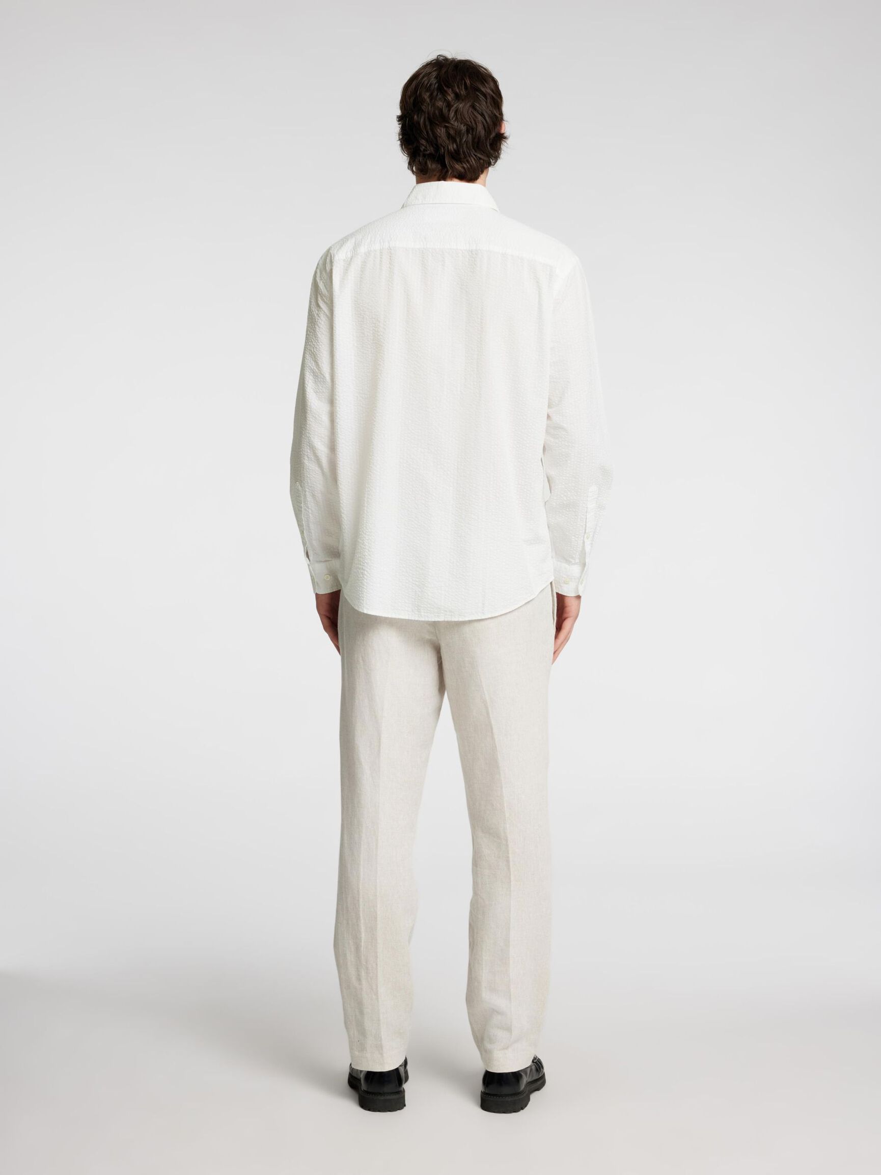 SEERSUCKER LONG SLEEVED SHIRT, Bright White, highres