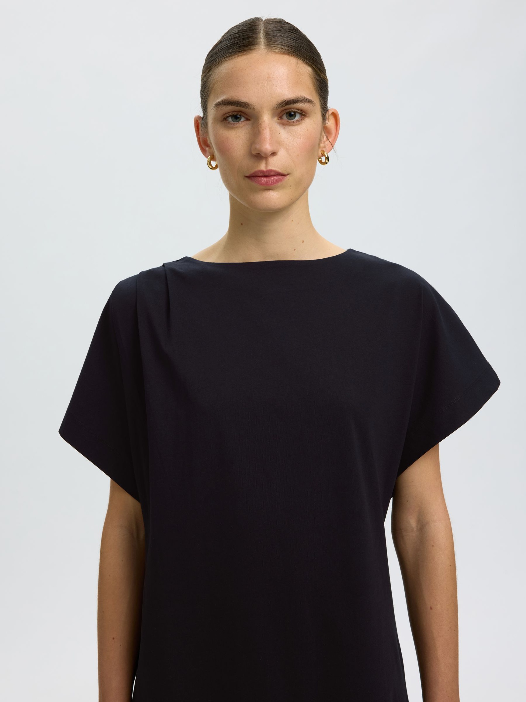 COTON - MANCHES COURTES MINI-ROBE, Black, highres