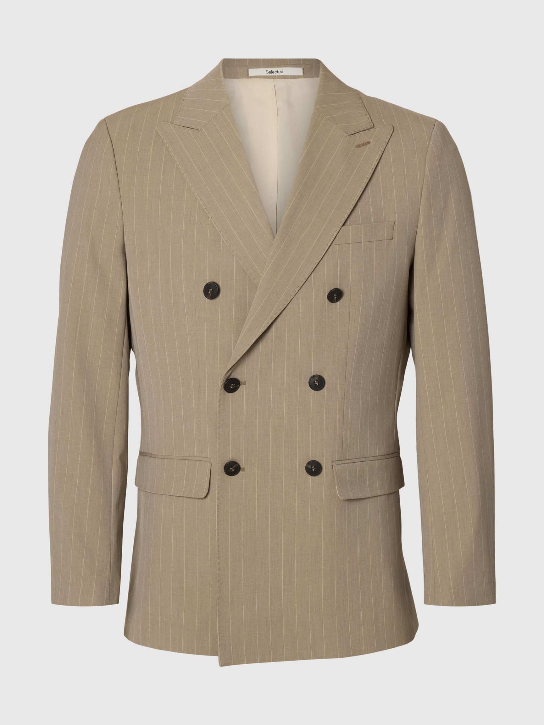 NÅLESTRIBET SLIM-FIT BLAZER, Sand, highres