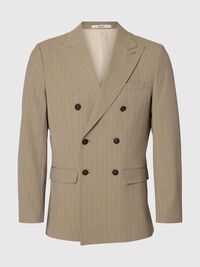 PINSTRIPE SLIM-FIT BLAZER, Sand, highres