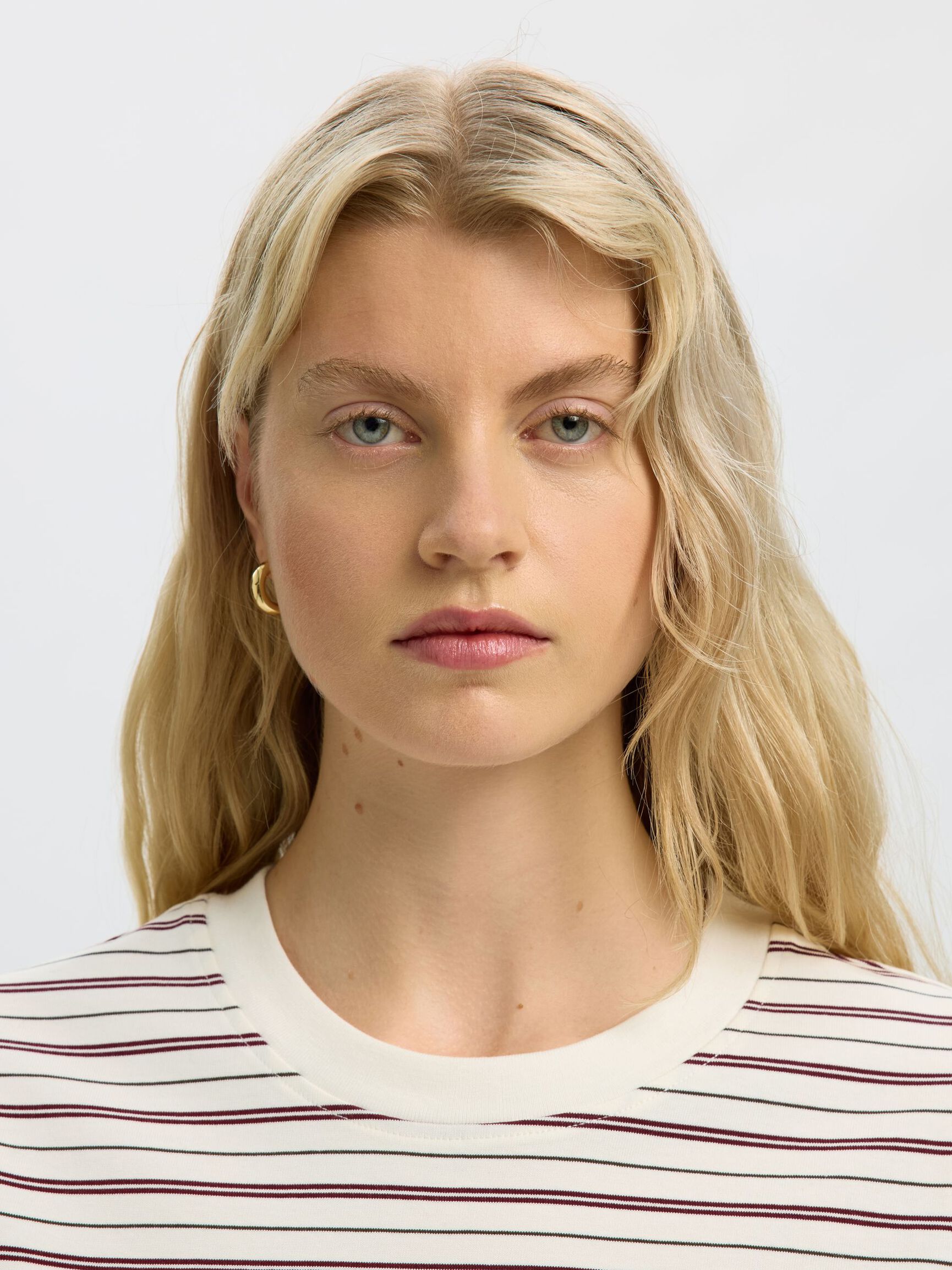 STRIPED BOXY FIT T-SHIRT, Tawny Port, highres