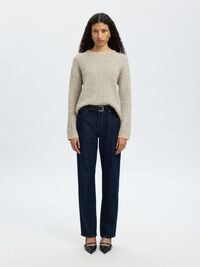 WOOL BLEND KNITTED JUMPER, Birch, highres