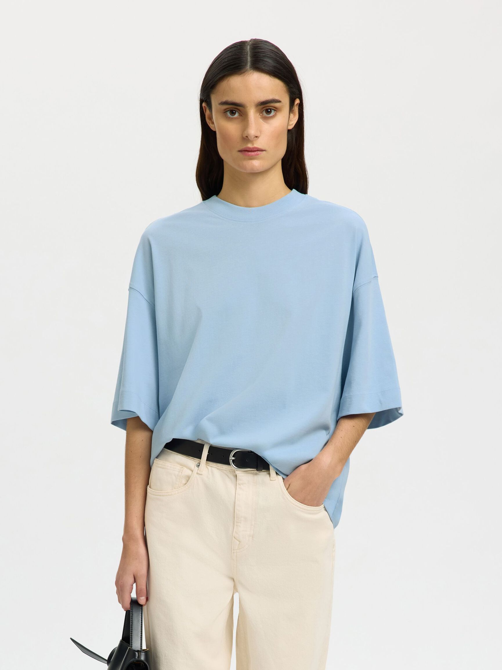 BASIC T-SHIRT IN OVERSIZE, Cashmere Blue, highres