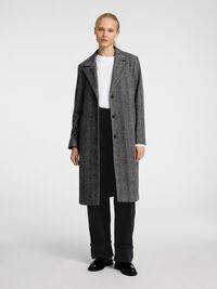 LAINE MÉLANGÉE LONG MANTEAU, Black, highres
