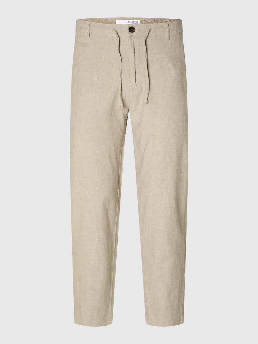 Selected SLIM TAPERED LINEN BLEND TROUSERS, Vetiver, highres - 16087636_Vetiver_1118492_001.jpg