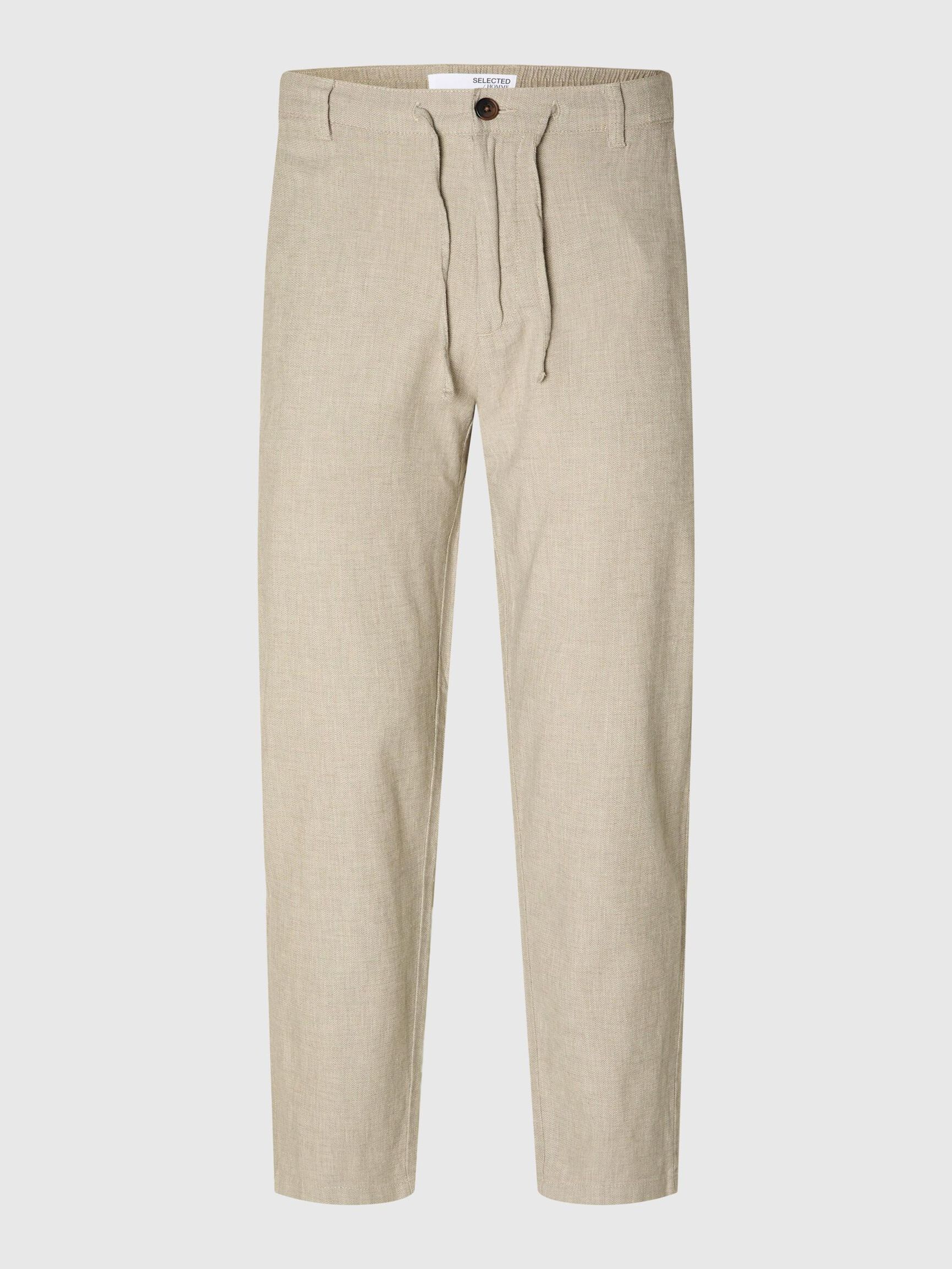 SLIM TAPERED LINEN BLEND TROUSERS, Vetiver, highres