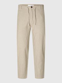 SLIM TAPERED LINEN BLEND TROUSERS, Vetiver, highres
