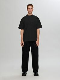 RELAXED FIT WAFFLED  T-SHIRT, Black, highres